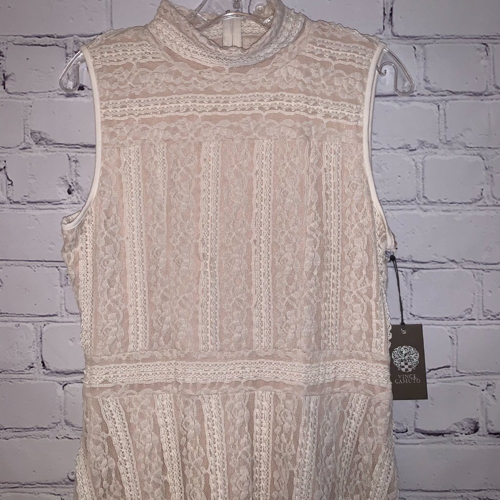 NWT VINCE CAMUTO Victorian Beige/Cream Lace Dress - Picture 3 of 8